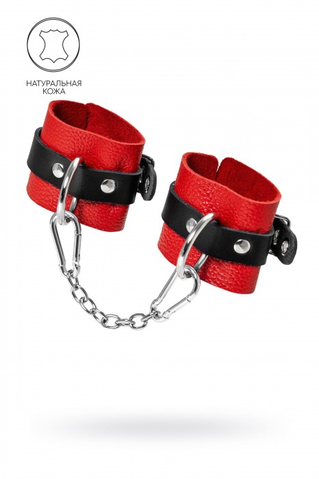 Красно-черные мягкие наручники с одним ремешком с люверсами - Pecado - купить с доставкой в Вологде