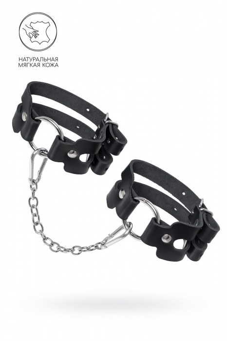 Черные кожаные оковы из двух ремешков - Pecado - купить с доставкой в Вологде