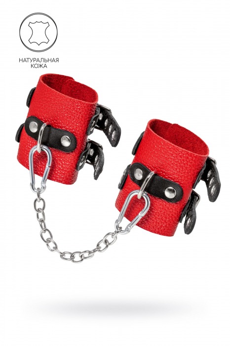 Красно-черные мягкие наручники с двумя ремешками с люверсами - Pecado - купить с доставкой в Вологде