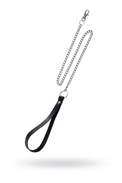 Поводок с ручкой из черной натуральной кожи и карабином для ошейника - Pecado - купить с доставкой в Вологде