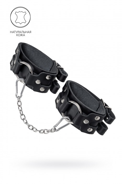 Черные кожаные оковы с двумя ремешками - Pecado - купить с доставкой в Вологде