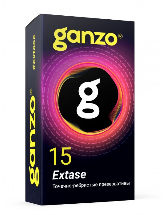 Презервативы анатомической формы с точечной и ребристой структурой Ganzo Extase - 15 шт. - Ganzo - купить с доставкой в Вологде
