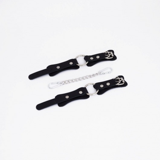 Черные кожаные наручники с кольцом - Crazy Handmade - купить с доставкой в Вологде