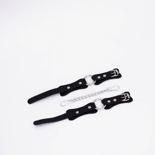 Черные кожаные оковы с кольцом - Crazy Handmade - купить с доставкой в Вологде