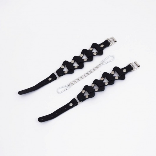 Черные кожаные оковы из звеньев - Crazy Handmade - купить с доставкой в Вологде