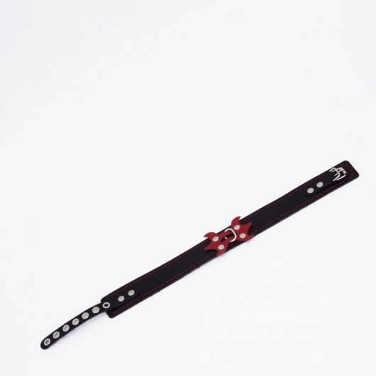 Черный ошейник с красным декором и строчкой - Crazy Handmade - купить с доставкой в Вологде