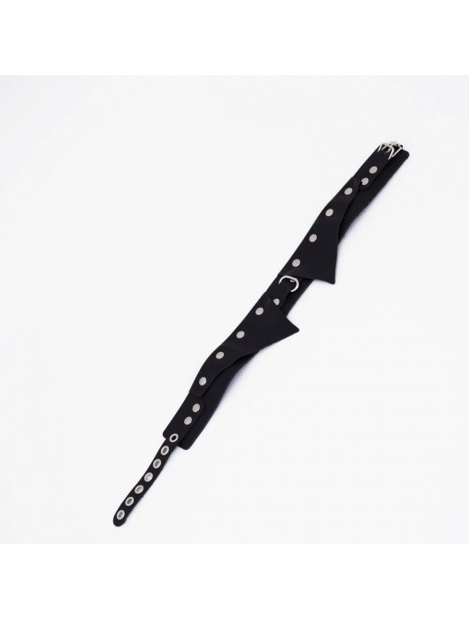 Черный однослойный кожаный ошейник с имитацией воротничка - Crazy Handmade - купить с доставкой в Вологде