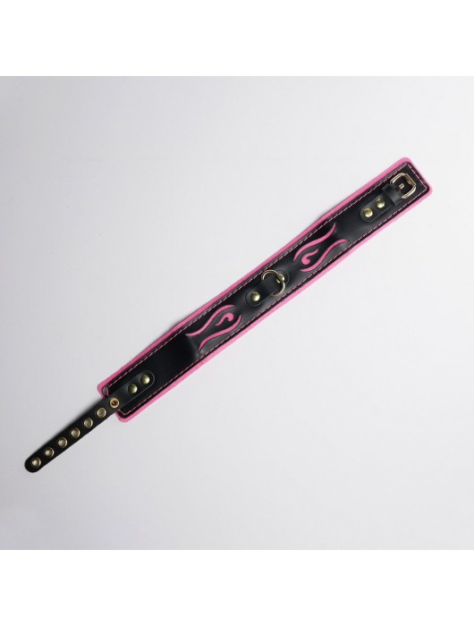 Черно-розовый ошейник с золотистой фурнитурой - Crazy Handmade - купить с доставкой в Вологде