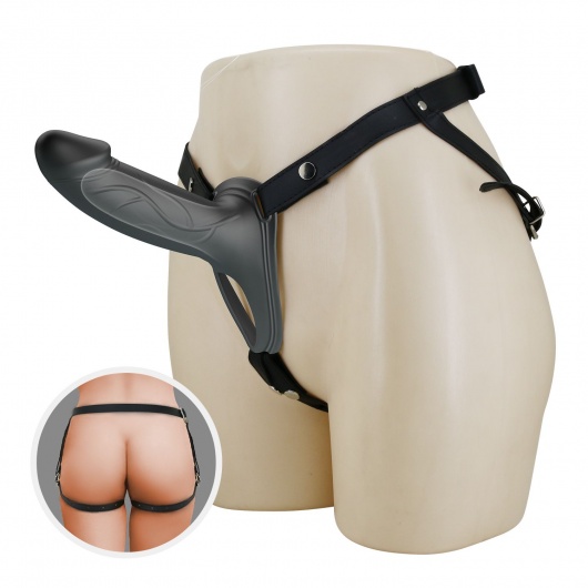 Черный полый мужской страпон London - 16,8 см. - Baile - купить с доставкой в Вологде