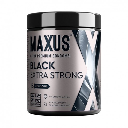 Черные утолщенные презервативы MAXUS Extra Strong с железным кейсом - 15 шт. - Maxus - купить с доставкой в Вологде