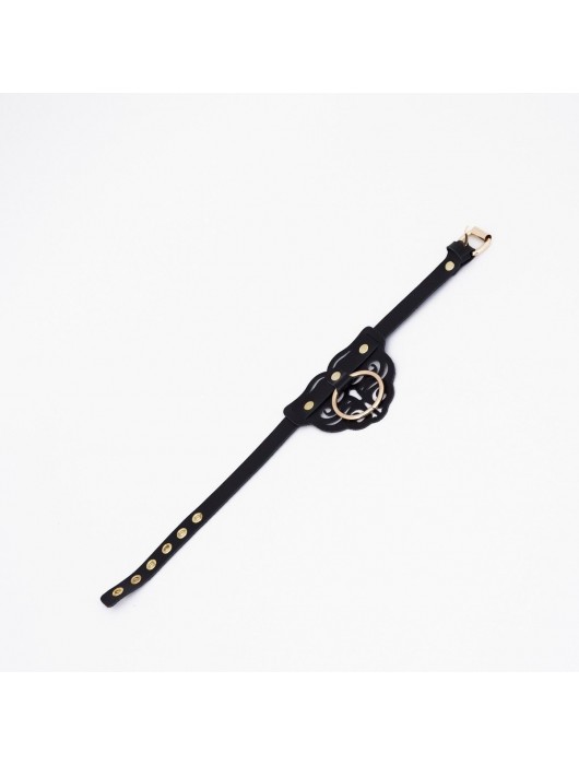 Черный чокер с клепками и золотистой фурнитурой - Crazy Handmade - купить с доставкой в Вологде