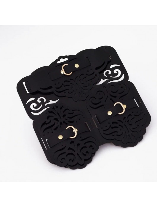 Фигурный набор для БДСМ-игр с узорами и золотистой фурнитурой - Crazy Handmade - купить с доставкой в Вологде