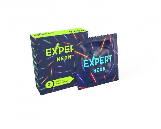 Светящиеся в темноте презервативы Expert Neon - 3 шт. - Expert - купить с доставкой в Вологде