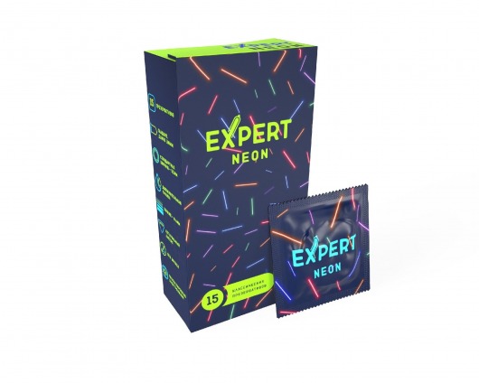 Светящиеся в темноте презервативы Expert Neon - 15 шт. - Expert - купить с доставкой в Вологде