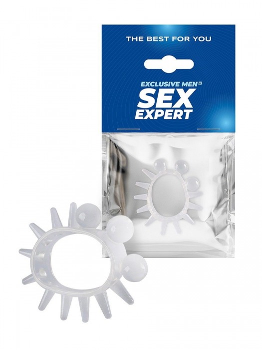 Эластичное эрекционное кольцо с шариками и лучами - Sex Expert - в Вологде купить с доставкой