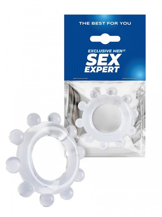 Прозрачное эрекционное кольцо со стимулирующими шариками - Sex Expert - в Вологде купить с доставкой