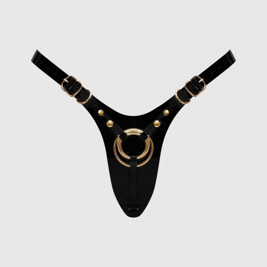 Черный пояс для фиксации насадок Strap-On-Me Leatherette Harness Fabulous - Strap-on-me - купить с доставкой в Вологде