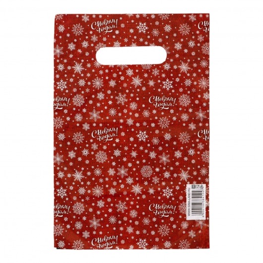 Красный подарочный новогодний пакет с вырубной ручкой (20х30 см) - Сима-Ленд - купить с доставкой в Вологде