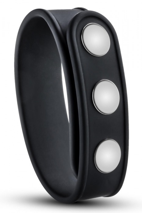 Черное эрекционное кольцо на кнопках - Blush Novelties - в Вологде купить с доставкой