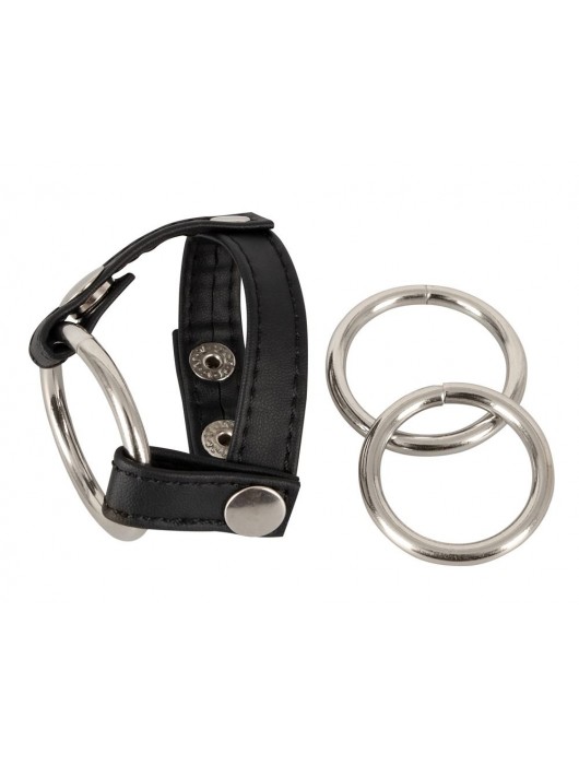 Подхват для мошонки с 3 съемными эрекционными кольцами Leder-Riemen - Orion - в Вологде купить с доставкой