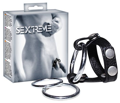 Подхват для мошонки с 3 съемными эрекционными кольцами Leder-Riemen - Orion - в Вологде купить с доставкой