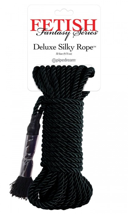 Черная веревка для фиксации Deluxe Silky Rope - 9,75 м. - Pipedream - купить с доставкой в Вологде