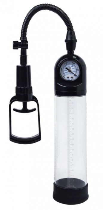 Чёрная вакуумная помпа A-toys с манометром и прозрачной колбой - A-toys - в Вологде купить с доставкой