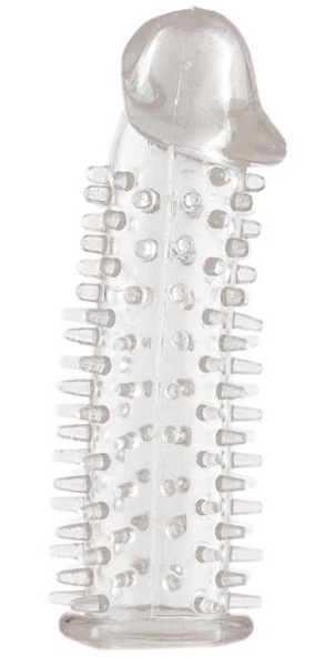 Прозрачная насадка на половой член с закрытой головкой и шипами - 12,5 см. - Toyfa Basic - в Вологде купить с доставкой