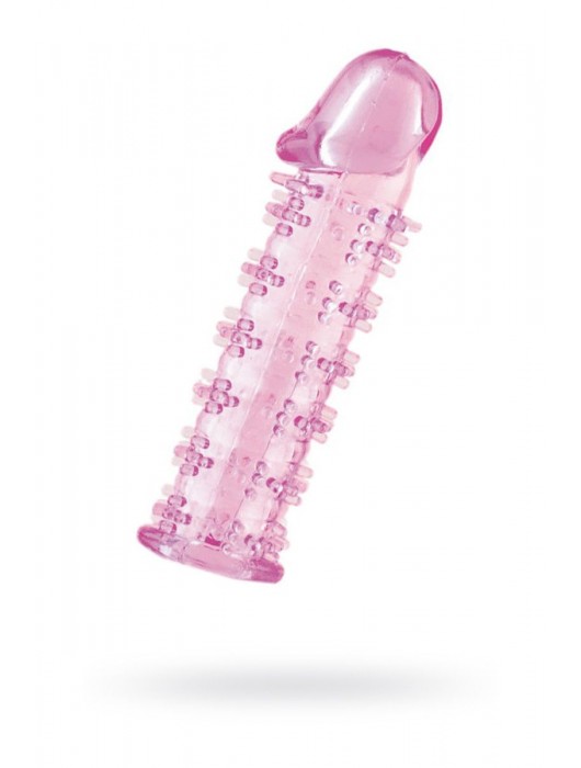 Гелевая розовая насадка на фаллос с шипами - 12 см. - Toyfa Basic - в Вологде купить с доставкой