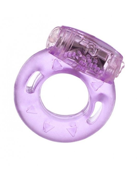 Фиолетовое эрекционное кольцо с виброэлементом в верхней части - Toyfa Basic - в Вологде купить с доставкой