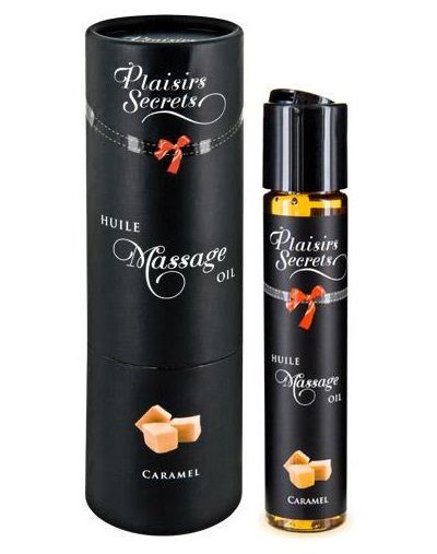 Массажное масло с ароматом карамели Huile de Massage Gourmande Caramel - 59 мл. - Plaisir Secret - купить с доставкой в Вологде