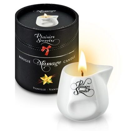 Массажная свеча с ароматом ванили Bougie Massage Gourmande Vanille - 80 мл. - Plaisir Secret - купить с доставкой в Вологде