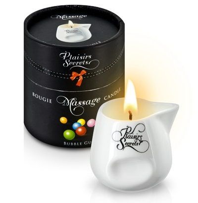 Массажная свеча с ароматом бубль-гума Bougie de Massage Gourmande Bubble Gum - 80 мл. - Plaisir Secret - купить с доставкой в Вологде