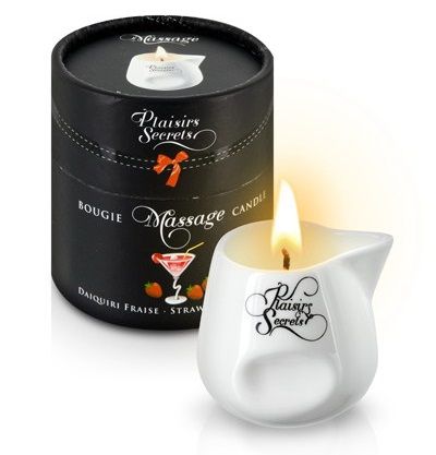 Массажная свеча с ароматом клубничного дайкири Bougie de Massage Daikiri Fraise - 80 мл. - Plaisir Secret - купить с доставкой в Вологде
