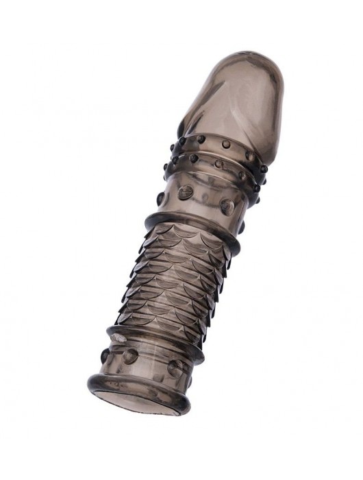 Дымчатая закрытая насадка ToyFa XLover с чешуйками и пупырышками - 13,5 см. - ToyFa - в Вологде купить с доставкой