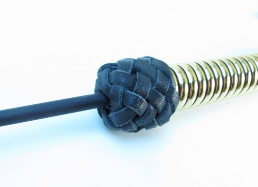 Чёрный королевский стек с золотистой рукоятью - 76 см. - БДСМ Арсенал - купить с доставкой в Вологде