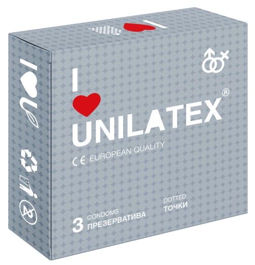 Презервативы с точками Unilatex Dotted - 3 шт. - Unilatex - купить с доставкой в Вологде