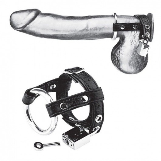 Утяжка на пенис на замочке Duo Cock And Ball Lock - BlueLine - купить с доставкой в Вологде