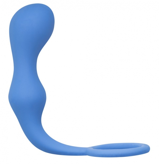 Синее эрекционное кольцо с анальной пробкой Double Pleasure Anal Plug - Lola Games - в Вологде купить с доставкой