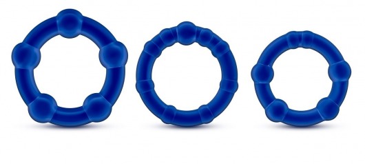 Набор из 3 синих эрекционных колец Stay Hard Beaded Cockrings - Blush Novelties - в Вологде купить с доставкой