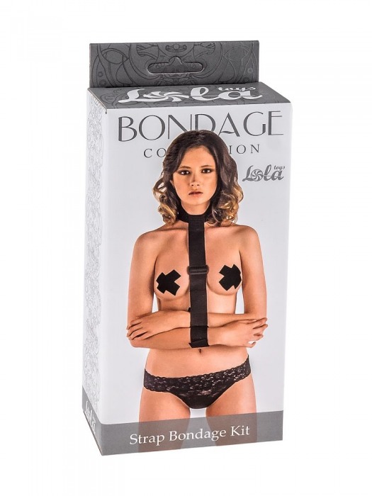 Ошейник с длинной лентой и наручниками Strap Bondage Kit Plus Size - Lola Games - купить с доставкой в Вологде