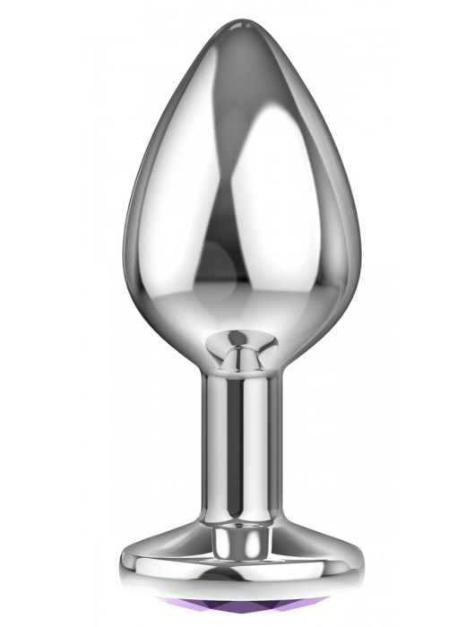 Малая серебристая анальная пробка Diamond Purple Sparkle Small с фиолетовым кристаллом - 7 см. - Lola Games - купить с доставкой в Вологде