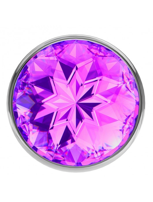 Малая серебристая анальная пробка Diamond Purple Sparkle Small с фиолетовым кристаллом - 7 см. - Lola Games - купить с доставкой в Вологде