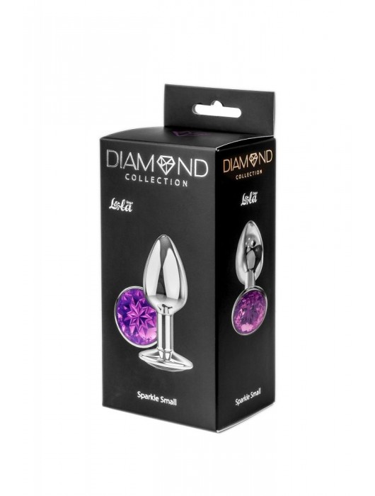 Малая серебристая анальная пробка Diamond Purple Sparkle Small с фиолетовым кристаллом - 7 см. - Lola Games - купить с доставкой в Вологде