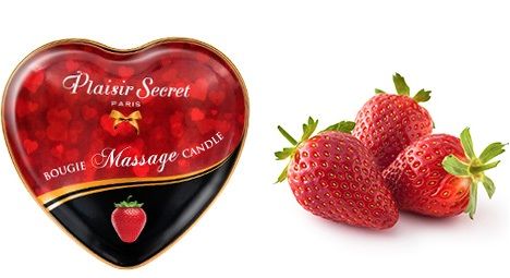 Массажная свеча с ароматом клубники Bougie Massage Candle - 35 мл. - Plaisir Secret - купить с доставкой в Вологде
