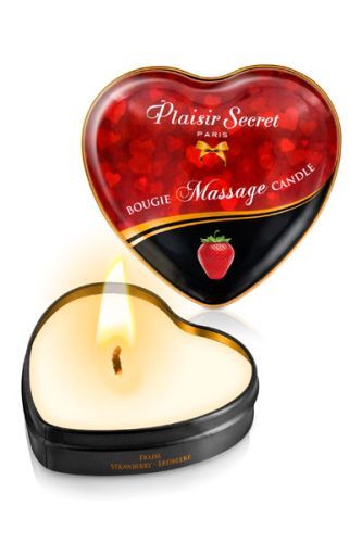 Массажная свеча с ароматом клубники Bougie Massage Candle - 35 мл. - Plaisir Secret - купить с доставкой в Вологде