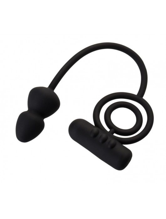 Чёрное эрекционное кольцо с вибропулькой и анальным хвостом - Erotist Adult Toys - в Вологде купить с доставкой