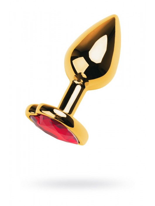Золотистая анальная пробка с кристаллом-сердцем - 7,5 см. - ToyFa - купить с доставкой в Вологде