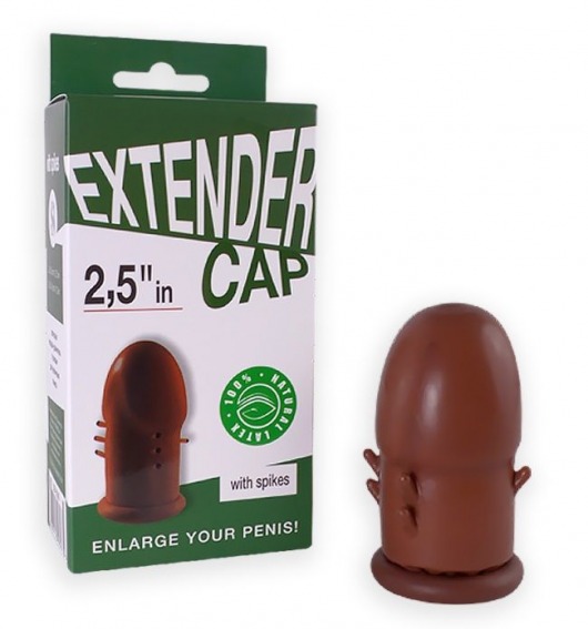 Коричневый латексный удлинитель пениса 2.5 in с шипиками - Sitabella - в Вологде купить с доставкой