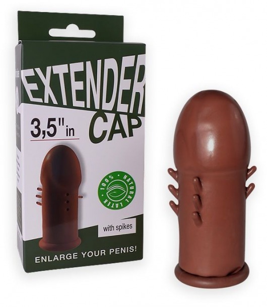 Коричневый латексный удлинитель пениса 3.5 in с шипиками - Sitabella - в Вологде купить с доставкой